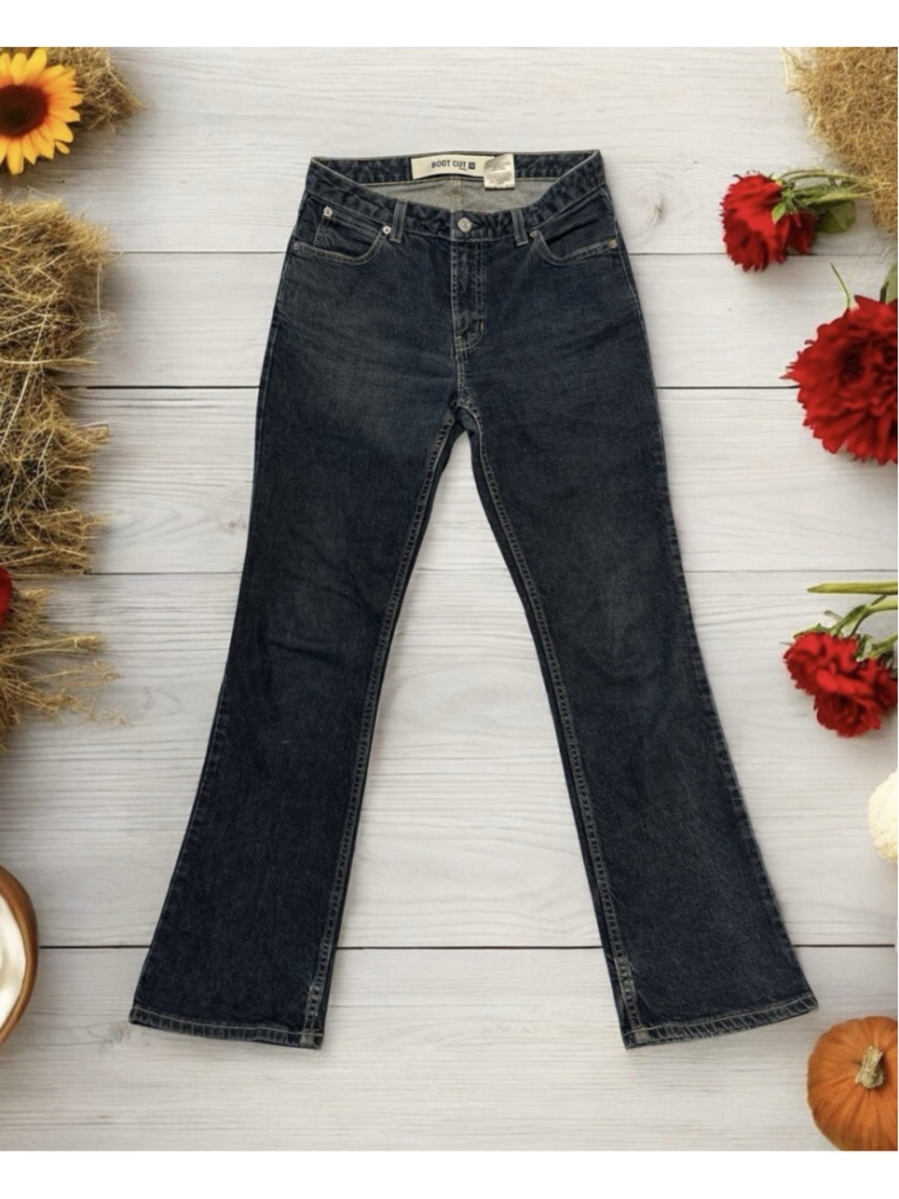Gap Bootcut Stretch Jeans Womens 6 R Gray-Blue Denim Mid-Rise Durable Distressed